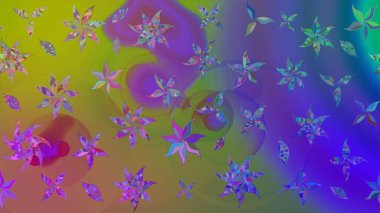 Çiçek desenli çizim. Güzel kumaş deseni. Raster illüstrasyonu. Asya tekstil tarzında. Renkli Bahar Teması eskiz kalıbı. Düz Çiçek Elementleri Tasarımı.