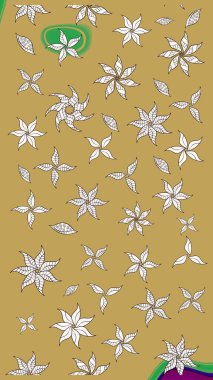 Tekstil için figür. Şirin, zarif çiçekler Raster illüstrasyonu. Yapraklı çizim şekli. Poster ya da kapak için arka plan. Davetiye ve kartpostal tasarımı için dekoratif çiçek unsurları.