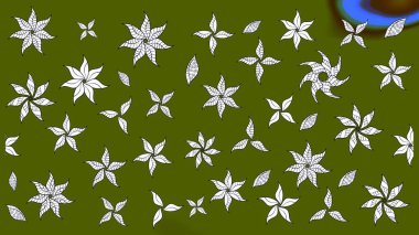 Yeşil renkli çiçekler. Robot resim. Şirin çiçek elementleri. Raster illüstrasyonu.