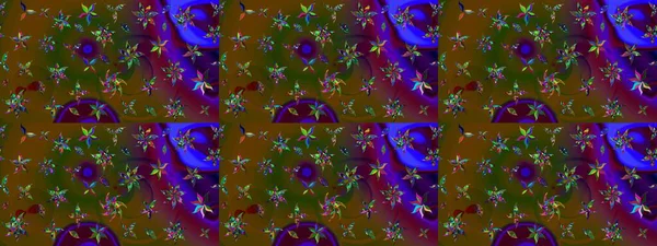 Vadinin çiçekleri kahverengi ve yeşil renklerde. Çiçeksel çizim kalıbının çizimi.