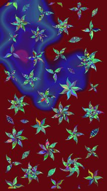 El çizimi çiçek çizimi deseni (fayans). Tekstil için suluboya eskiz deseni. Şirin çiçekli, desenli, kırmızı renkli çizim deseni.