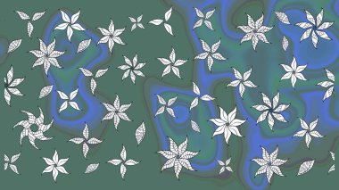 Çiçek desenli raster, yeşil çizgi grafik desenli soyut raster arkaplan. Modern stil dokusu.