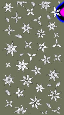 Suluboya çiçekli çiçek deseni. Yeşil ve beyaz renklerde güzel bir tekstil. Raster illüstrasyonu.