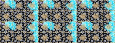 Senin tasarımın için, duvar kağıdı. Altın rengi, kusursuz çizim. Raster geometrik arka plan. Altın çiçekli siyah ve nötr renklerde altın pürüzsüz desen.