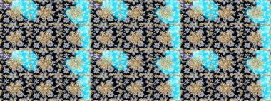 Senin tasarımın için, duvar kağıdı. Altın rengi, kusursuz çizim. Raster geometrik arka plan. Altın çiçekli siyah ve nötr renklerde altın pürüzsüz desen.