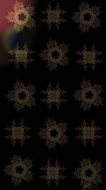 Güzel kar tanesi. Raster illüstrasyonu. Yuvarlak raster kar tanesi. Renkli arka planda izole tatlı kar taneleri. Soyut kış siyah, kahverengi ve gri süslemeleri.