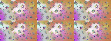 Üzerinde gelincikler ve vadi zambakları olan renkli çiçek desenli nakış deseni. Tekstil tasarımı için doğal ve pembe renkte geleneksel halk çiçekleri buketi.