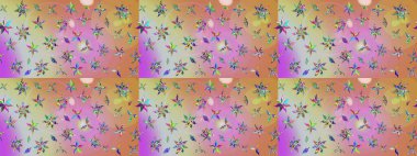 Güzel kumaş deseni. Düz Çiçek Elementleri Tasarımı. Raster Illustrasyon 'daki Çiçek Deseni' nin son moda çizimi. Renkli Yaz Teması çizim şablonu.