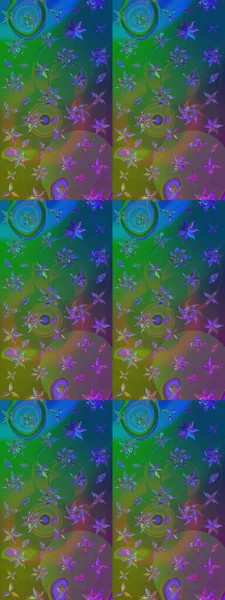 Küçük çiçekli yay deseni çiz. Suluboya tarzında yeşil ve mavi renklerde. Raster illüstrasyonu.