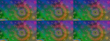 Suluboya, elle çizilmiş. Vadinin yeşil ve mavi renkli çiçekleri. Raster - stok. Taslak arkaplan deseni.