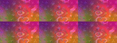 Düz Çiçek Elementleri Tasarımı. Renkli Bahar Teması eskiz kalıbı. Raster..