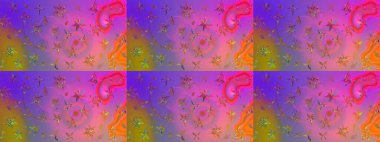 Raster düz çiçek çizim deseni. Mor ve pembe renkte çiçekler. Tasarım hediye paketi, tebrik kartları, posterler ve afiş tasarımı.