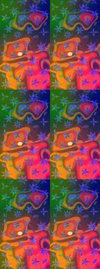 Küçük çiçekteki sevimli çiçek deseni. Yeşil ve turuncu renkte çiçekler.