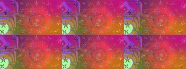 Yapraklı çiçekler ve pembe ve turuncu renklerde papatya çiçekleri. Raster - stok. Taslak arkaplan deseni.