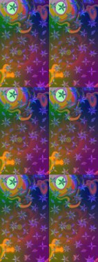 Renkli Bahar Teması eskiz kalıbı. Düz Çiçek Elementleri Tasarımı. Karalama çiçeği. Güzel kumaş deseni. Zentangle soyut çiçekleri. Raster illüstrasyonu.