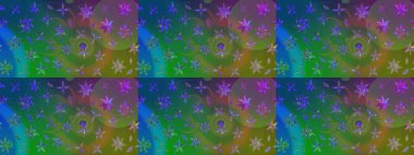 Yeşil ve mavi renkte manzaralı çiçek deseni. Üst manzara, yumuşak stil. Sevgililer günü ve tebrik kartı konsepti için şık bir davetiye. Çiçek kompozisyonu, el boyası, hassas şablon..