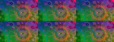 Raster Şirin kumaş deseni. Eskiz klasiği. Renkli Bahar Teması eskiz kalıbı. Düz Çiçek Elementleri Tasarımı.