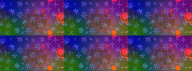 Raster Çiçek İllüstrasyonu 'nun şirin tekstili. Mavi ve yeşil renkli etnik çiçeklerle zarif bir eskiz deseni.