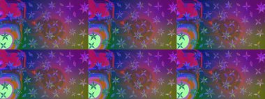 Raster deseni. Bahar çiçekleri dallı desen, mor ve mor renkler çiçekli siluet.