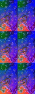 Mavi ve mor renkli çiçekler. Çiçekli çiçek deseni, suluboya. Renkli Bahar Teması eskiz kalıbı. Raster illüstrasyonu. Düz Çiçek Elementleri Tasarımı.