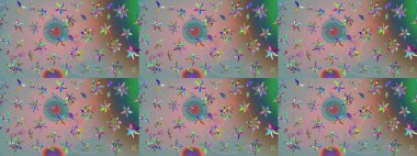 Tarafsız ve gri renklerde çiçekler. Raster illüstrasyonu. Küçük çiçekte sevimli çiçek deseni var..