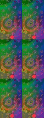 Düz Çiçek Elementleri Tasarımı. Güzel kumaş deseni. Raster Illustrasyon 'daki Çiçek Deseni' nin son moda çizimi. Renkli Yaz Teması çizim şablonu.