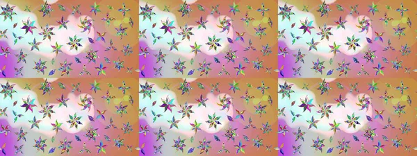 Çiçek desenli çizim. Raster illüstrasyonu. Tarafsız ve pembe renklerde çiçekler. Raster illüstrasyonu. Asya tekstil tarzında.