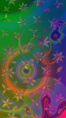 Renkli Bahar Teması eskiz kalıbı. Raster Şirin kumaş deseni. Düz Çiçek Elementleri Tasarımı. Eskiz klasiği.