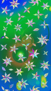 Süslü kumaş deseni. Düz Çiçek Elementleri Tasarımı. Renkli Bahar Teması eskiz kalıbı. Raster illüstrasyonunda çiçek deseni çizimi.