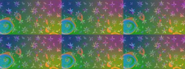 Çizim çiçek deseni duvar kağıdı, web sitesi arka planı, ambalaj kağıdı, davetiye, broşür, afiş veya web sitesi için kullanılabilir. Parlak elementlerin. El çizimi Raster illüstrasyonu.