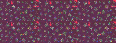 Raster Şirin kumaş deseni. Düz Çiçek Elementleri Tasarımı. Eskiz klasiği. Renkli Bahar Teması çizim şablonu.