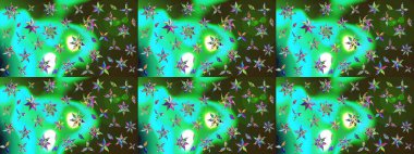 Küçük çiçekli şirin bir desen. Çiçek ve yapraklı çiçek deseni. Raster illüstrasyonu.