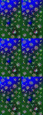 Vadinin yeşil ve mavi renkli çiçekleri. Raster çiçek desenleri çiziyor..