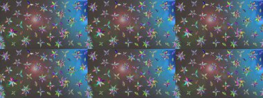 Gri ve mavi renkte güzel çiçekleri olan eskiz deseni, suluboya çiçek deseni, duvar kağıdı, kart veya kumaş için fayanslı. Raster..