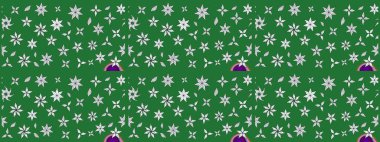 Yeşil renkli çiçekler. Kumaş desenli papatya çiçekleri ayrıntıları.