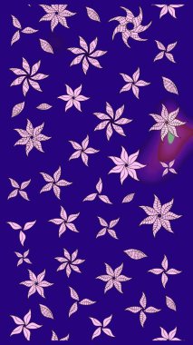 Çiçekli karalama şeklinde Raster çiçek deseni. Mavi renkli çiçekler. Nazik, narin çiçek arkaplanı.