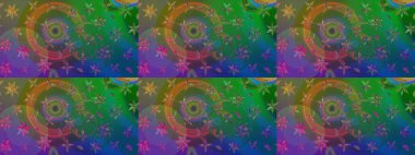 Eskiz arkaplan modeli. Vadinin yeşil ve mavi renkli çiçekleri. Raster - stok. Suluboya, elle çizilmiş.