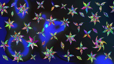 Parlak çiçekli halı deseni gri ve mavi renkte..