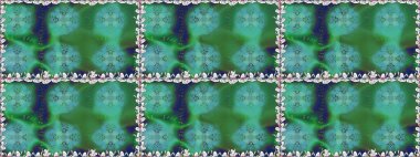 Repeating floral backdrop, Elegant green and blue flowers wallpaper. Flower pattern seamless on green and blue colors, hand-drawn chamomiles, daisies.