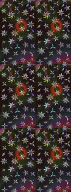 Renkli Yaz Temalı eskiz kalıbı. Modaya uygun kumaş deseni. Düz Çiçek Elementleri Tasarımı. Sevimli çiçek raster deseni.