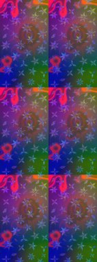 Raster illüstrasyonundaki çiçek desenli çizim. Suluboya tarzında mavi ve mor renkte çiçekler.