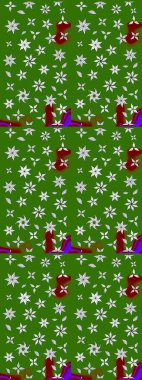 Çiçekler. Soyut etnik raster çizim kalıbı. Vadinin çiçekleri yeşil ve nötr renklerde.