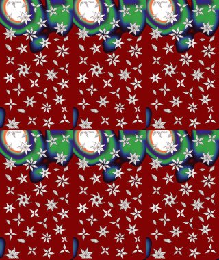 Kırmızı renkte çiçekler. Raster illüstrasyonunda çiçek deseni çizimi.