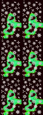 Taslak dekoratif arka plan, çiçek mandala. Raster illüstrasyonu. Siyah ve yeşil renklerde. Çiçek..