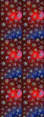 Kırmızı ve kahverengi renkte çiçekler. Raster illüstrasyonu. Şatafatlı bahar bahçesi dokusu. Kırmızı ve kahverengi renkte çiçek çizimi. Çiçek deseni.