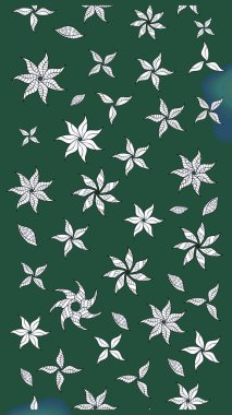 Suluboya elle çizilmiş çiçek desenli eskiz deseni. Parlak renkli fantezi çiçekleri, yapraklar, yeşil ve nötr renklerde tomurcuklar yeşil ve nötr.