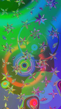 Soyut etnik raster çizim kalıbı. Kabile sanatı boho baskısı, klasik çiçek arkaplanı. Arkaplan dokusu, duvar kağıdı, yeşil ve mavi renkli çiçek teması.