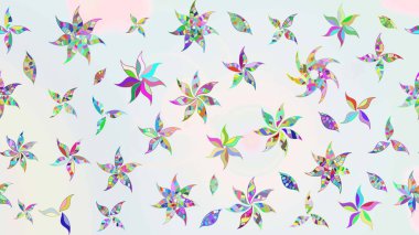 Raster illüstrasyonundaki çiçek desenli çizim. Tarafsız ve bej renkli çiçekler.