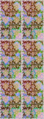 El yapımı dekoratif çerçeve, albüm kapağı, tebrik kartı, klasik Art deco tarzı. Raster soyut çiçek çelengi altın karalama fantezi yaprakları ve çiçek nötr ve kahverengi renklerde.