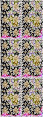 Süslü dekorasyon. Raster illüstrasyonu. Damask altın soyut çiçek nötr ve gri renkler üzerinde kusursuz desen.